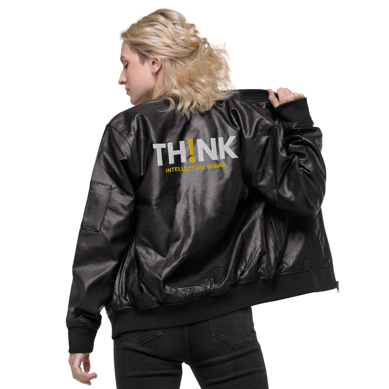 TH!NK unisex Leather Bomber Jacket