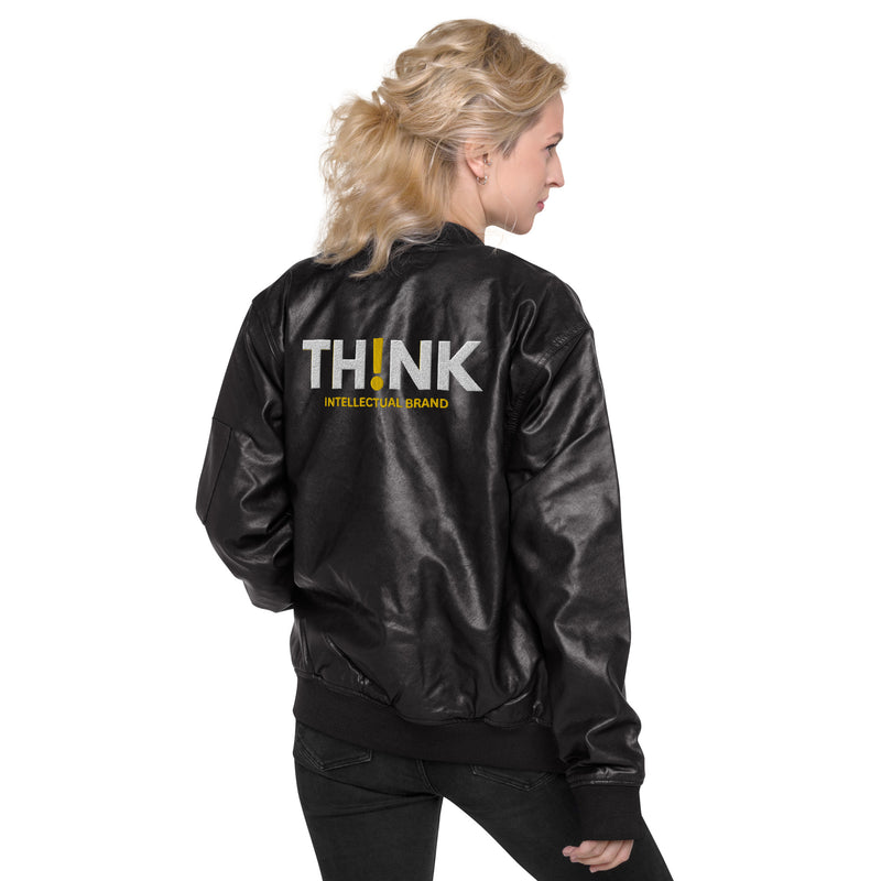 TH!NK unisex Leather Bomber Jacket