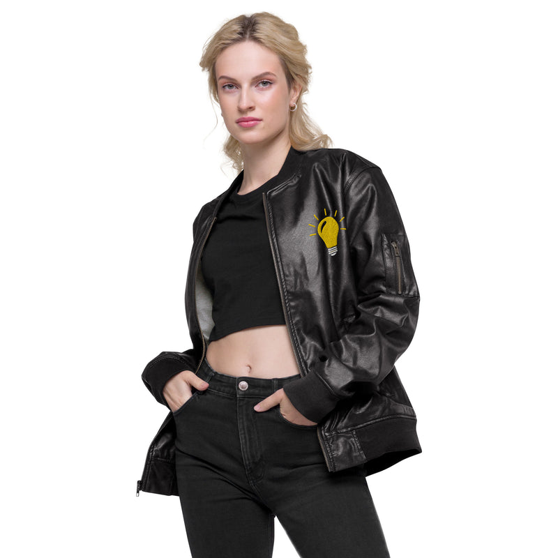 TH!NK unisex Leather Bomber Jacket