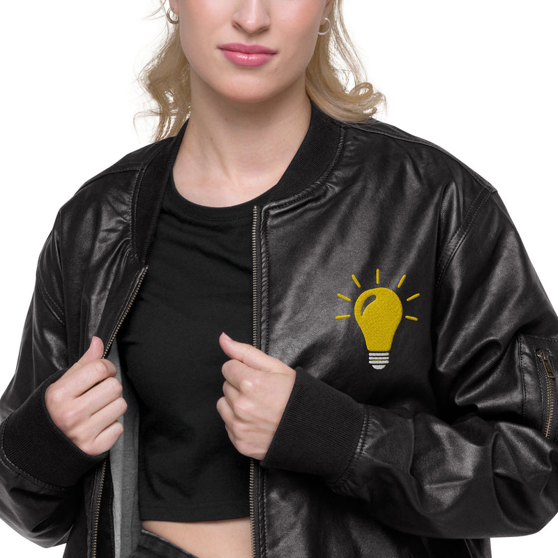 TH!NK unisex Leather Bomber Jacket